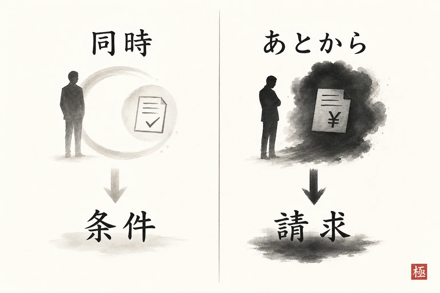 見積と同時に出すか後から出すかで印象が変わる比較図
