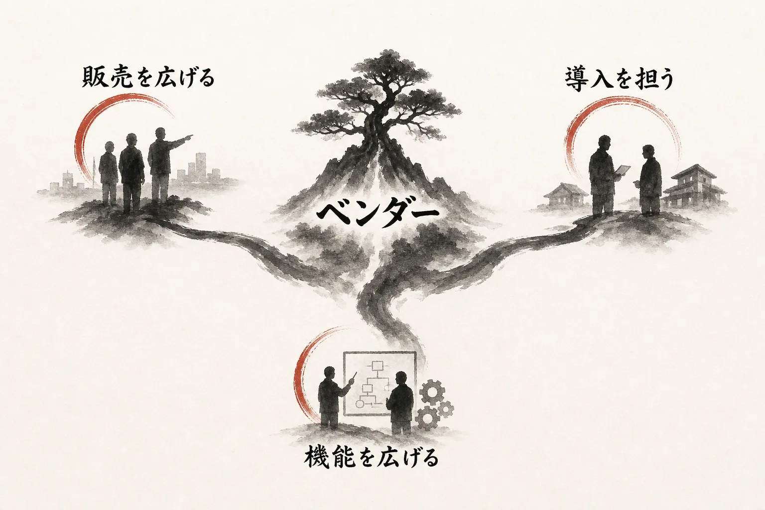 チャネルパートナー役割別3パターンの関係図