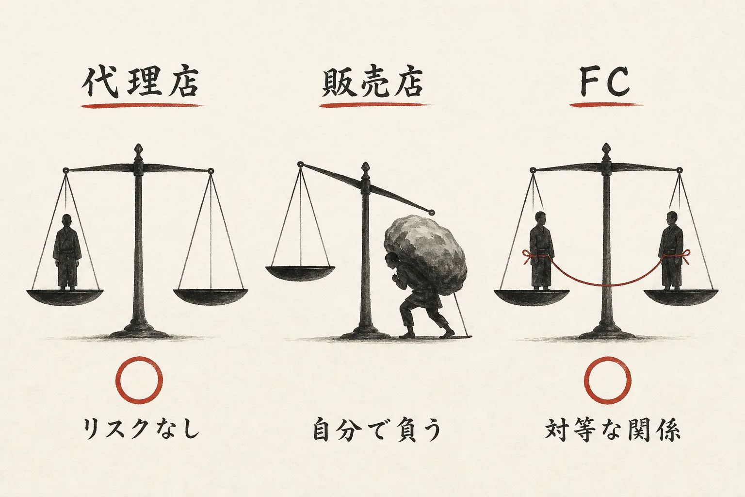代理店・販売店・FCのリスク比較図