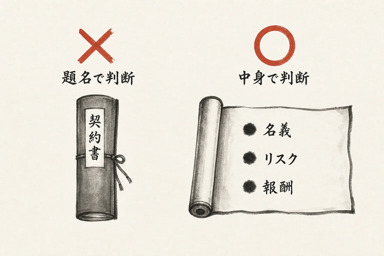 契約書の題名でなく中身で見分ける図