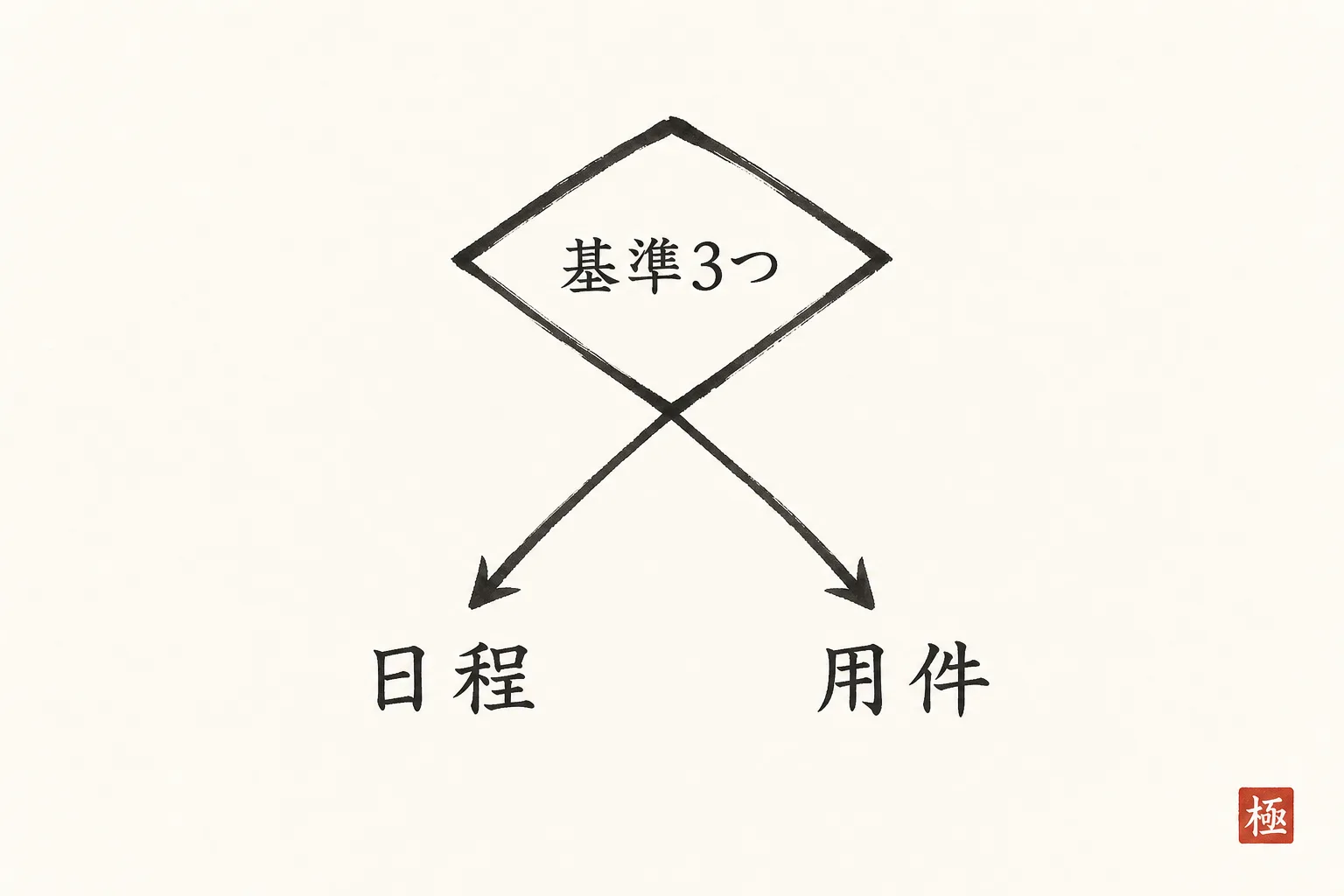 2回目のドタキャン後、日程重視か用件重視かを分ける判断フロー図