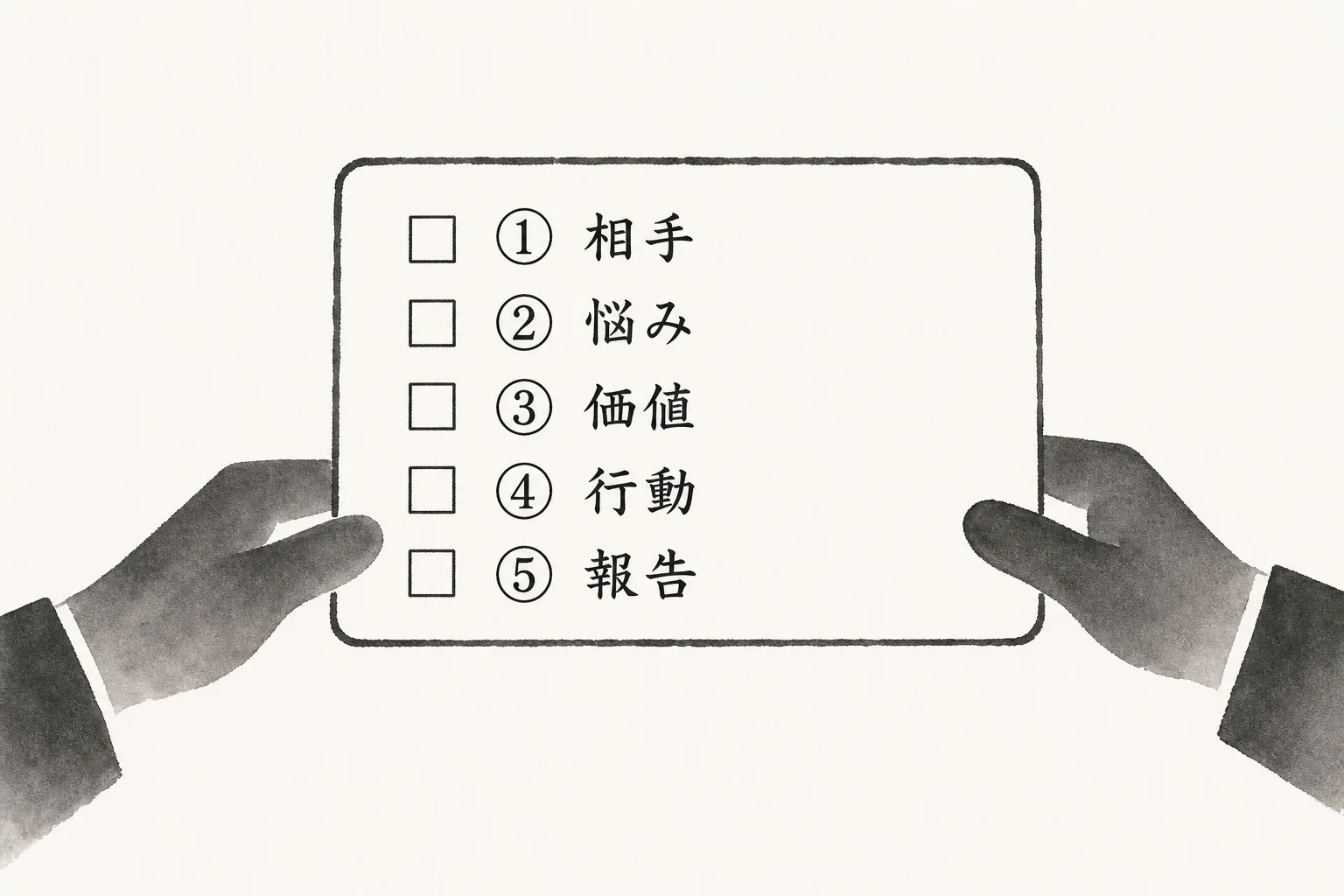紹介カードに書く5項目を1枚のカードの形で示した構造図