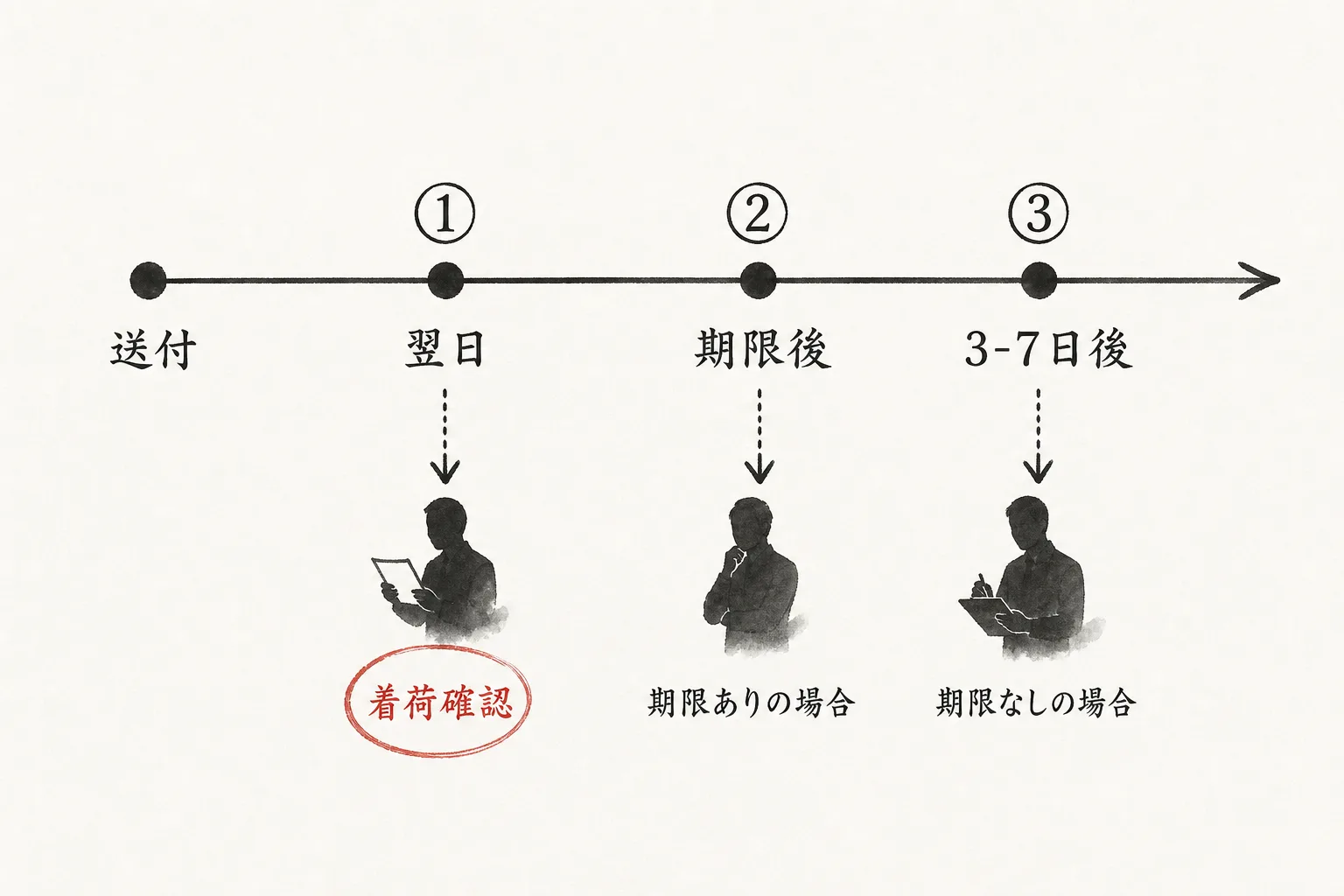 見積送付後のフォロー3タイミングを示すタイムライン図