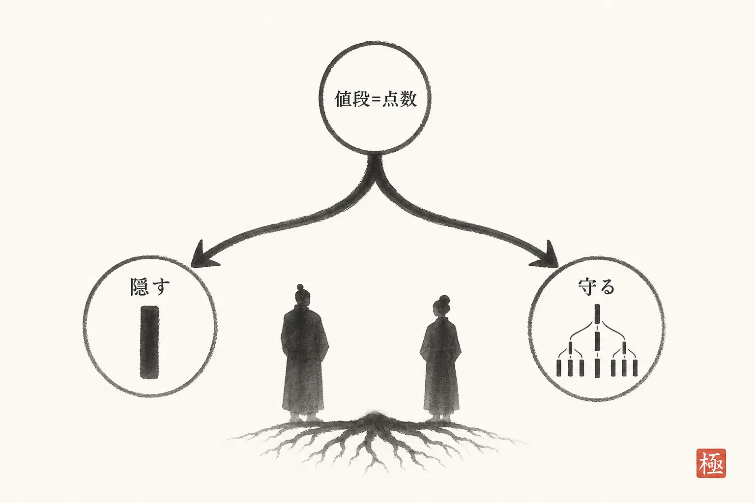 一式と割りすぎが同じ心理から分岐する構造を示す相関図