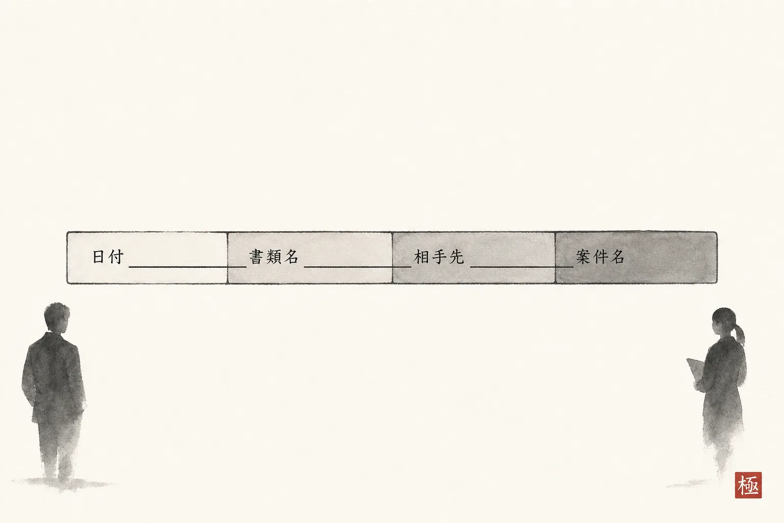 見積書のファイル名を4つの要素に分解して示す構造図