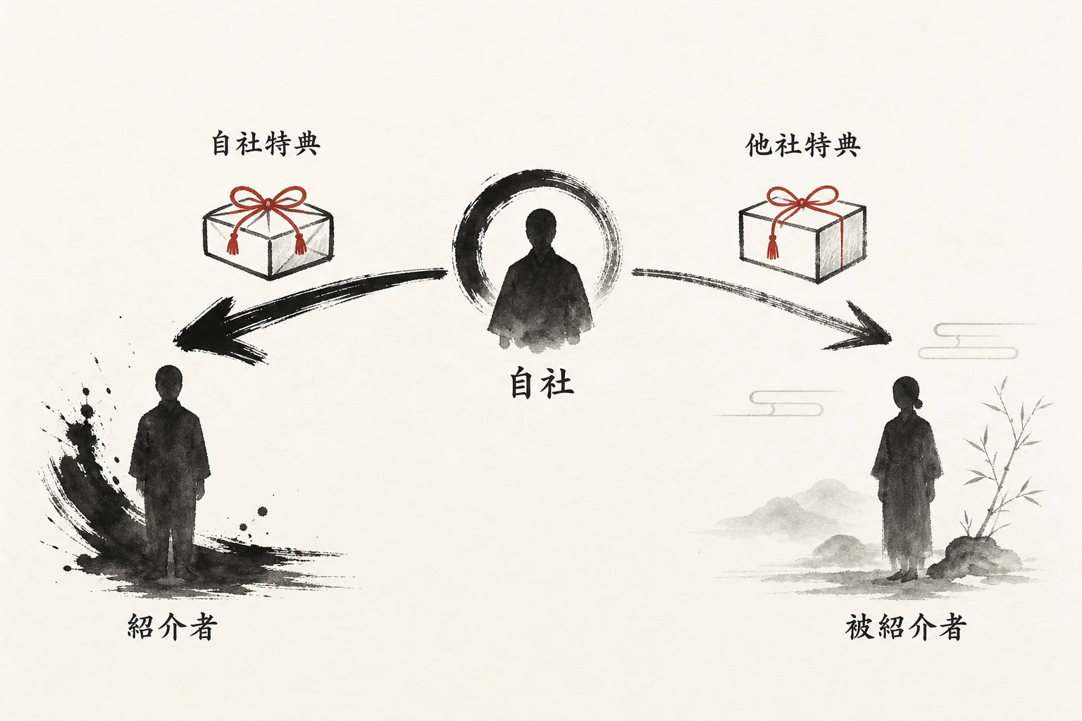 紹介者と被紹介者で特典を分ける図