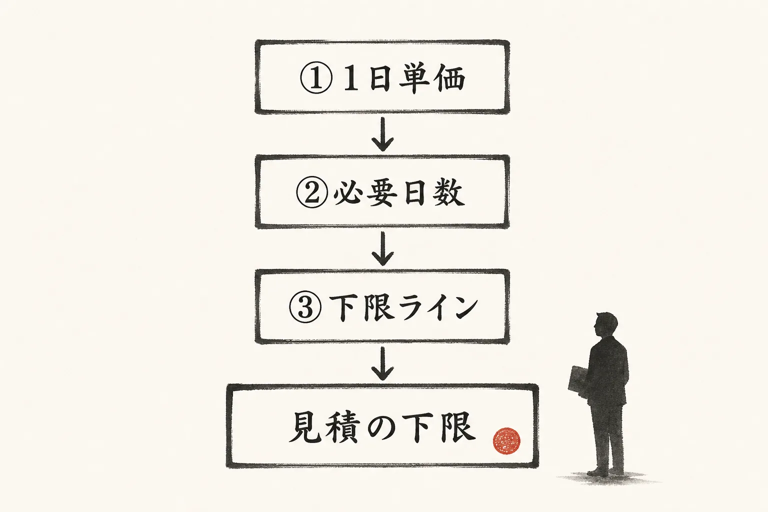 見積前に出す3つの数字の関係を示す構造図
