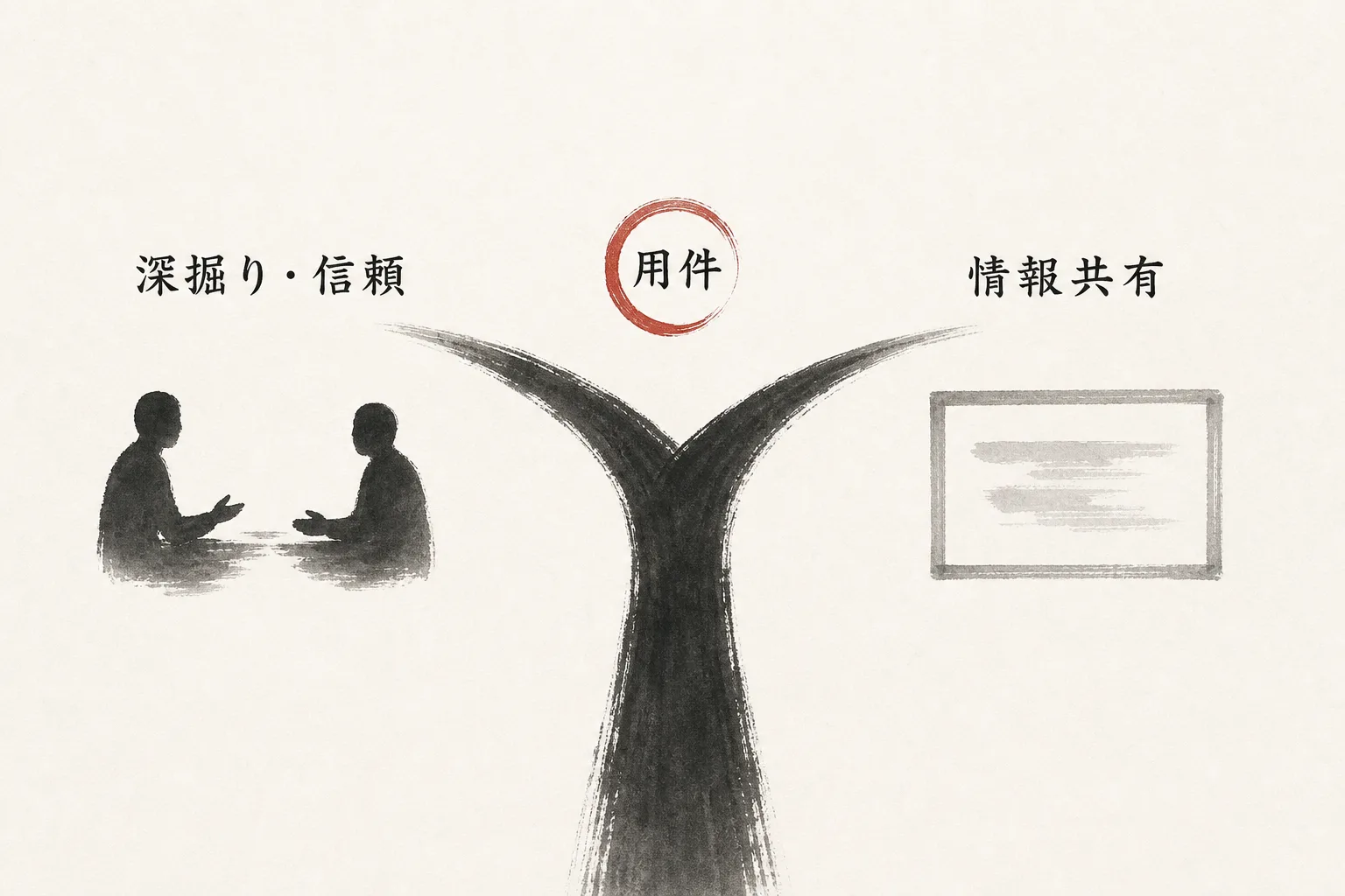 用件で対面かオンラインかを分ける判断の分岐図