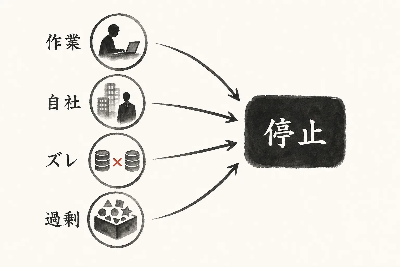 4つの失敗が定着しない結果につながる因果図