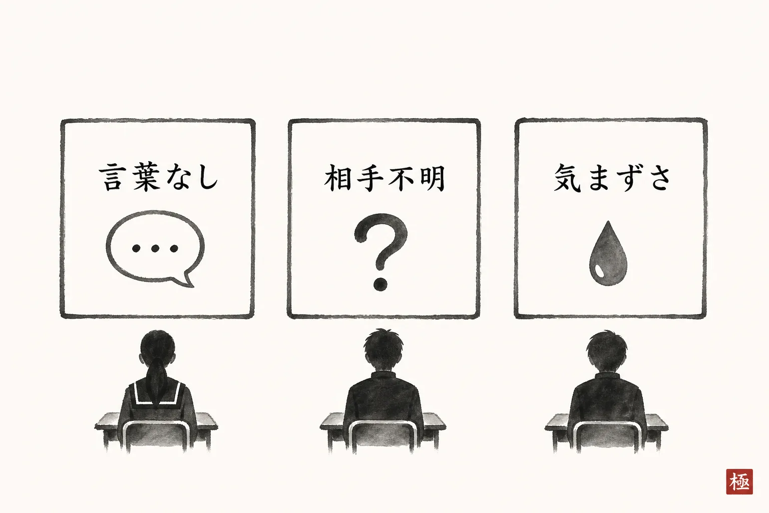 生徒が紹介できない3つの理由を並べた図解