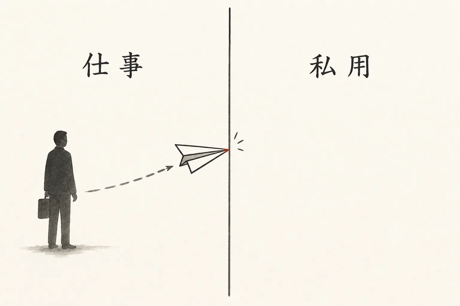 申請の無視は拒絶でなく仕事と私用の線引きだと示す図