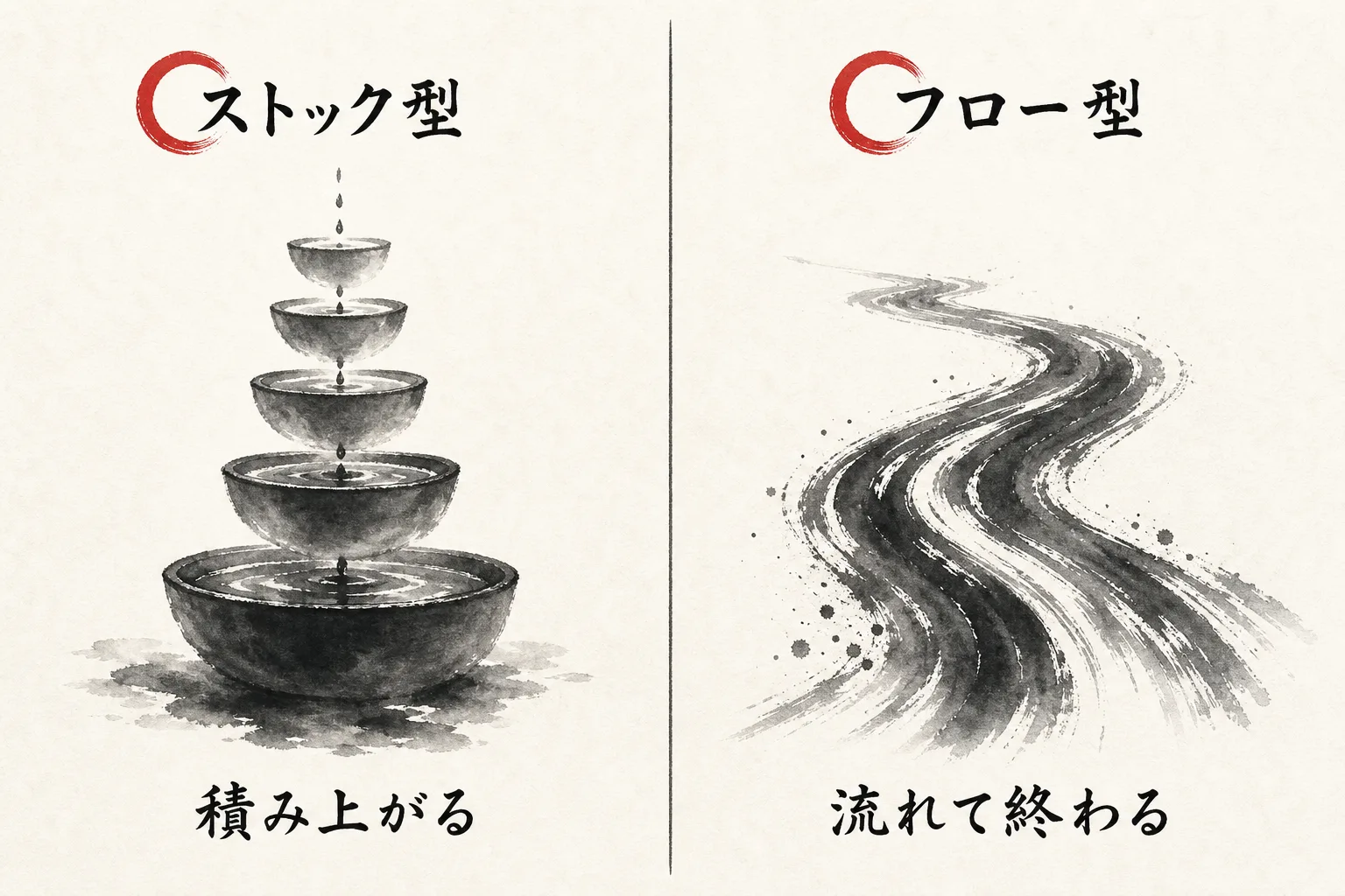 ストック型とフロー型の違いの比較図