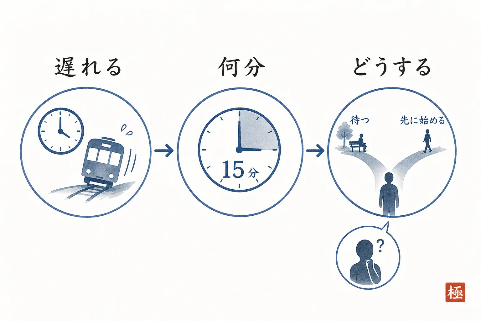 最初の一報に入れる3つの要素を並べた図