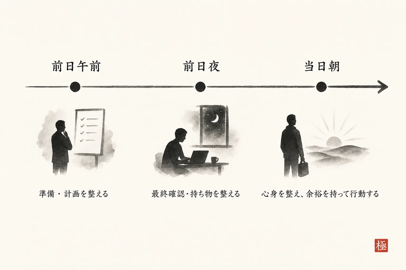 送信する時間帯によって相手の受け取り方が変わることを示す図
