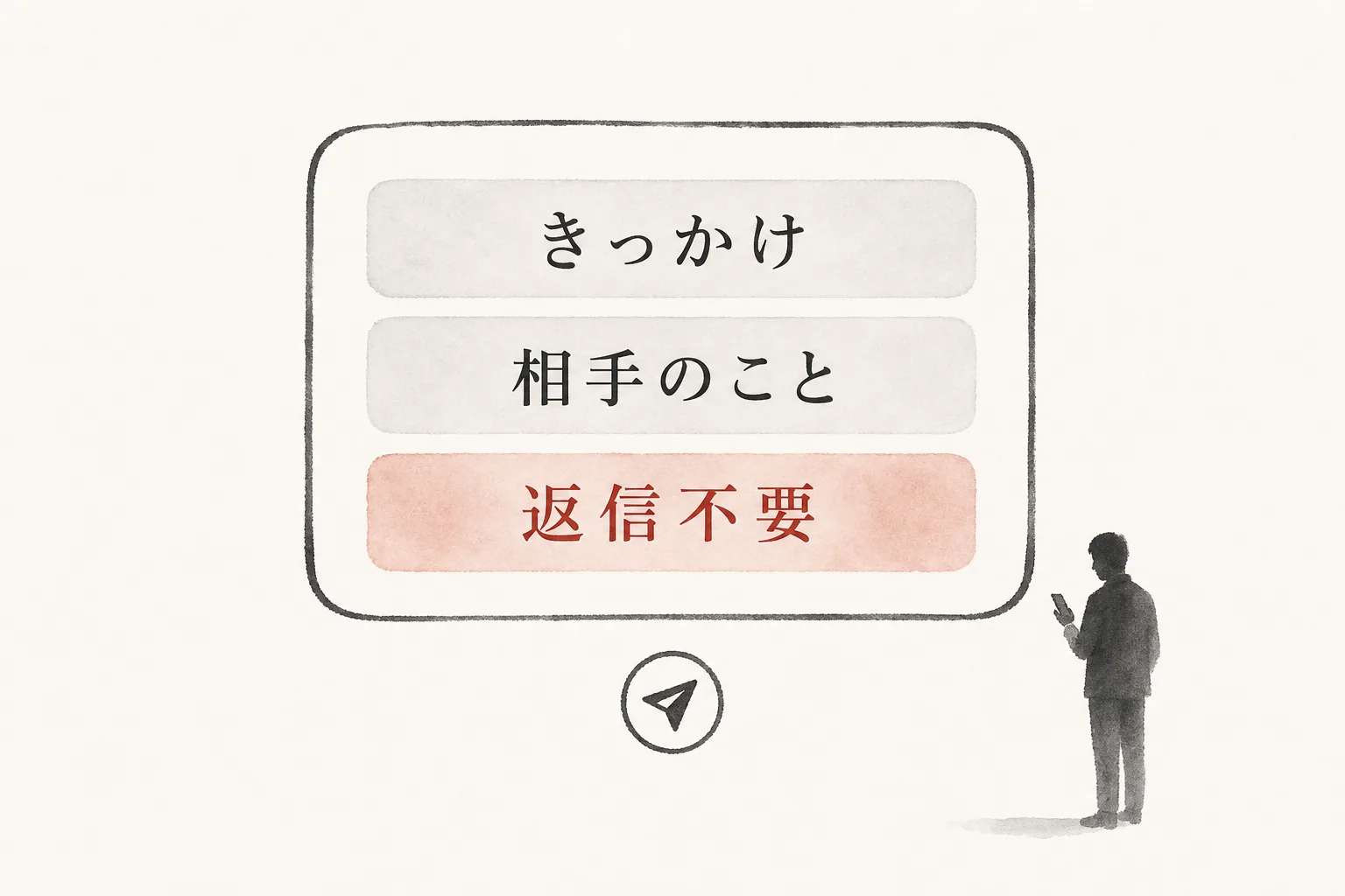 3行の型。きっかけ、相手のこと、返信不要の順に積んだ図