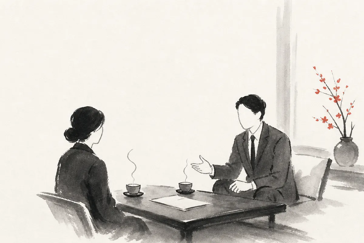 遺品整理の集客｜問い合わせの電話で、値段以外の話ができるかのイメージイラスト