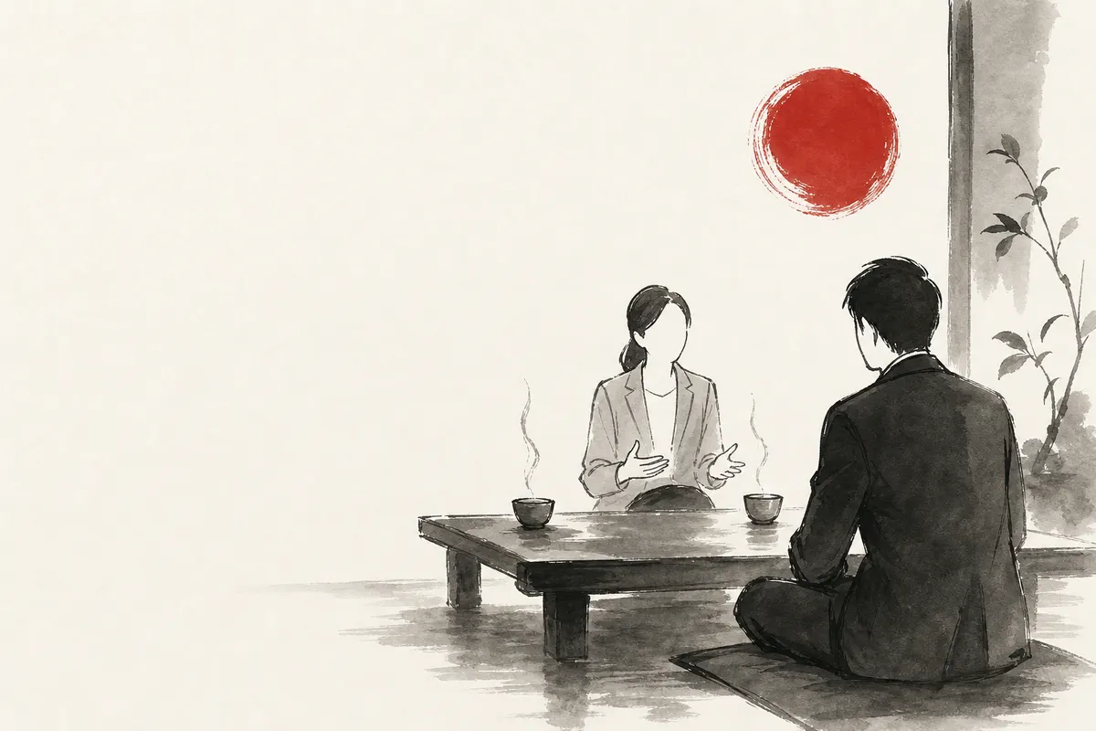 交流会の帰り道でやること｜記録と仕分けの手順のイメージイラスト