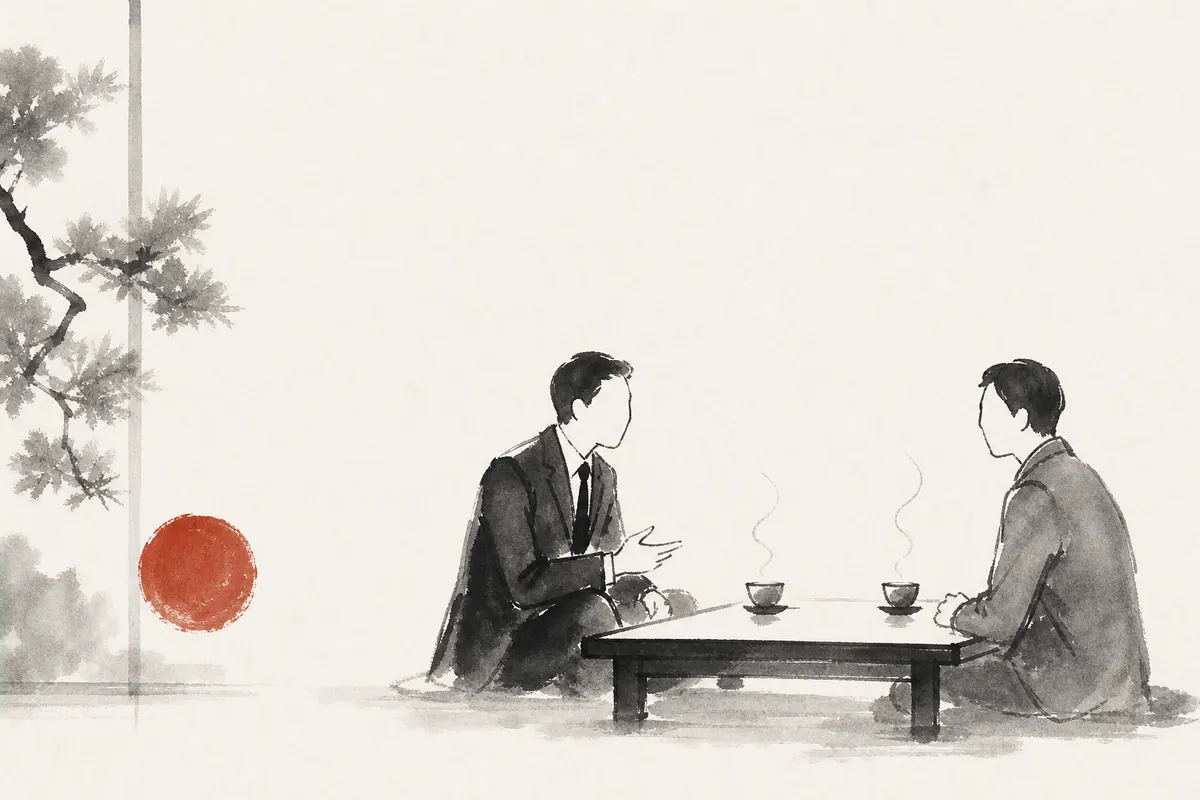 年末の挨拶メール例文｜取引先に、今年のお礼と来年の一言を短く送るのイメージイラスト