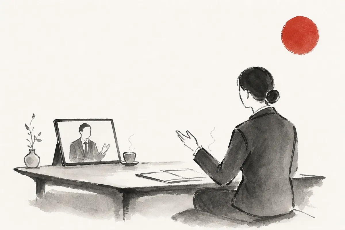 オンライン打ち合わせの進め方｜沈黙が続いたときに何をするかのイメージイラスト