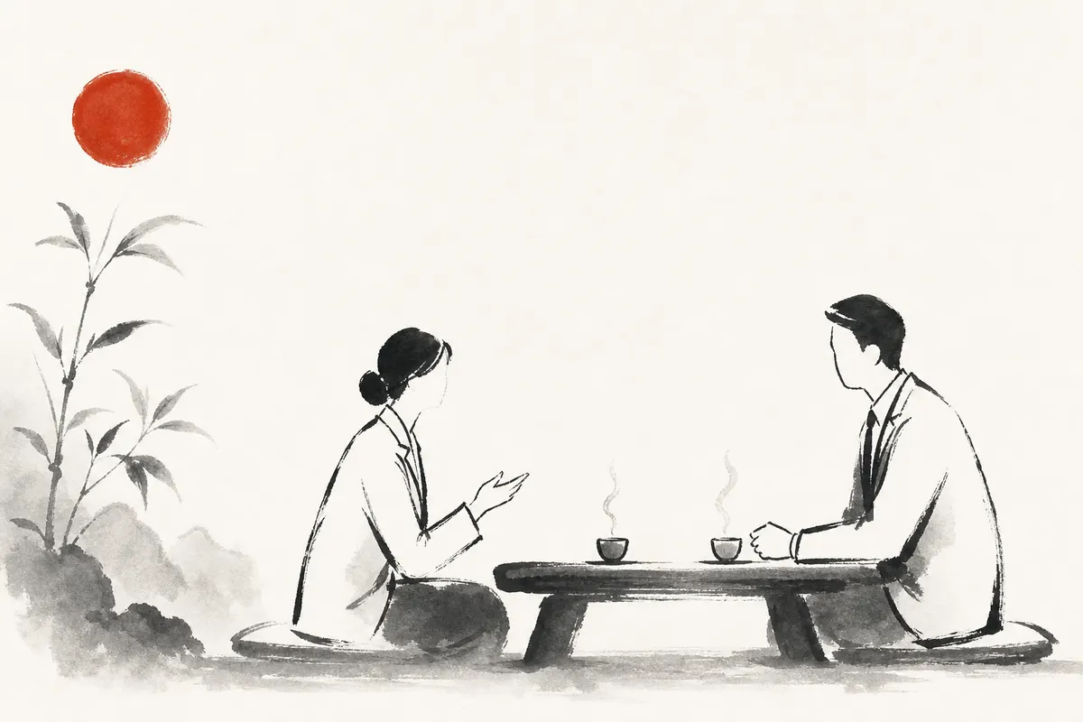 打ち合わせで緊張しない方法｜話さなくていい間を先に作っておくのイメージイラスト